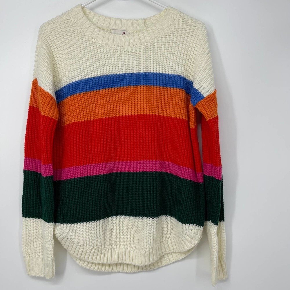 SO LONG SLEEVE LIGHTWEIGHT MULTI COLOR STRIPED SWEATER SMALL